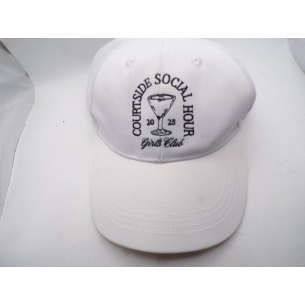 Courtside Social Hour Girls Club Embroidered White Adult Baseball Cap One Size